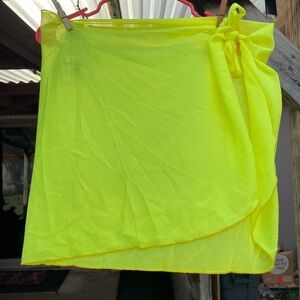 Yellow Sheer Swim Coverup neon 80’s vintage mesh